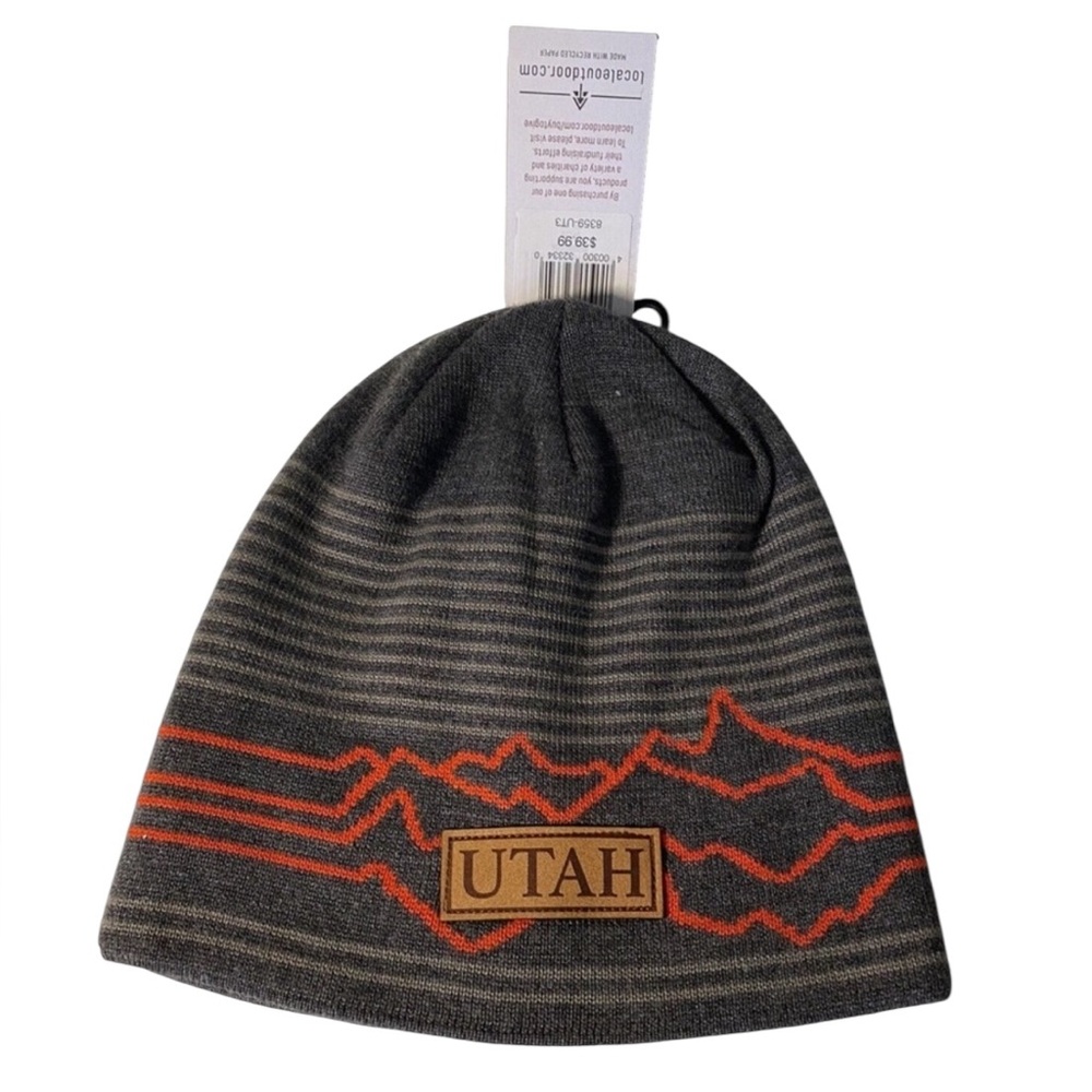 Locale Outdoor Utah Beanie Hat Striped Mountain One Size Merino Wool Blend